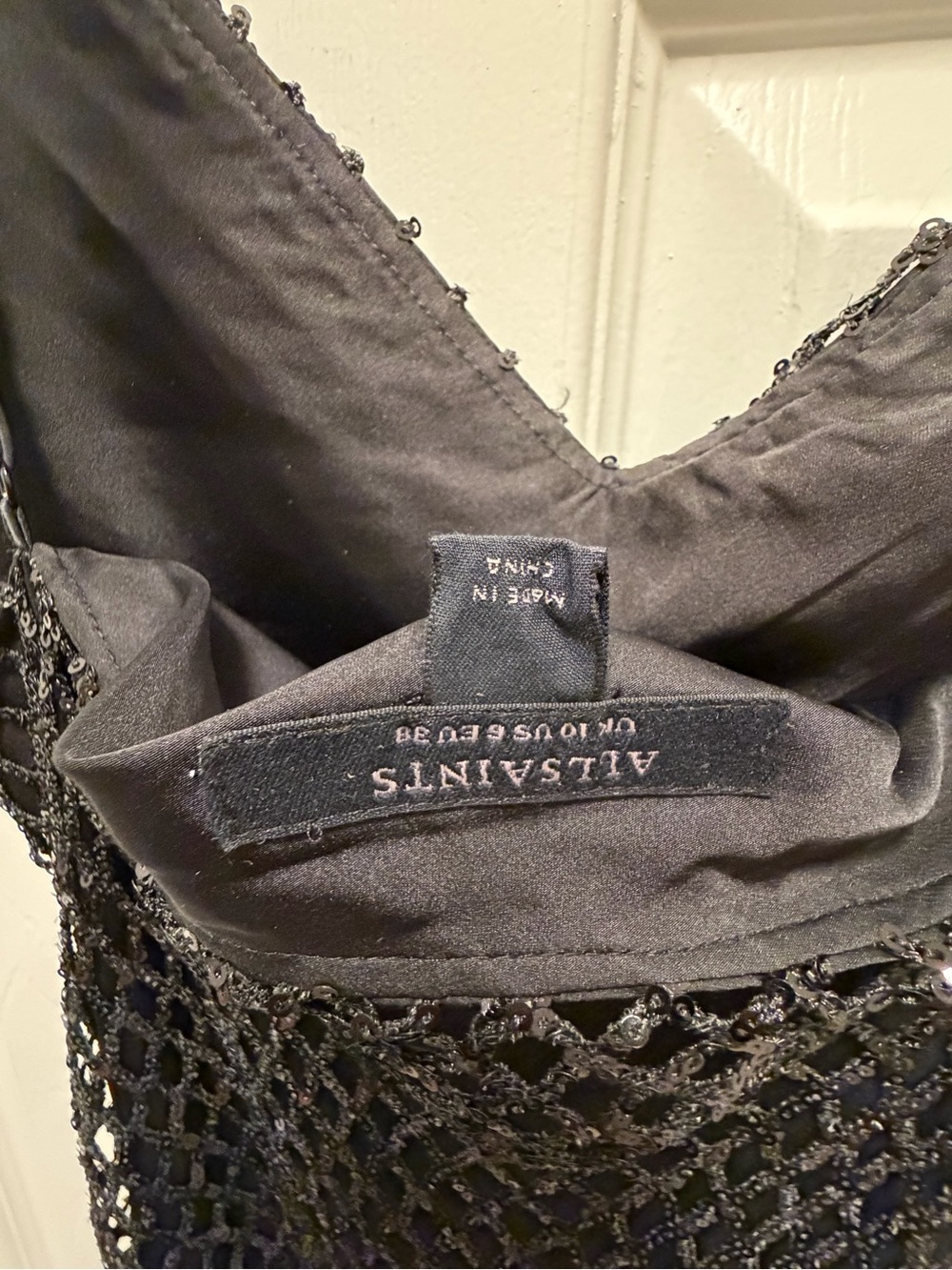 AllSaints Black Sequin Maxi Slip Dress - Picture 4 of 4